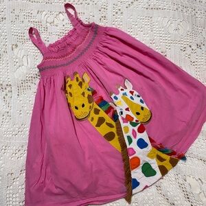 🦒 Mini Boden Pink Dress with Giraffe Appliqué, 4-5